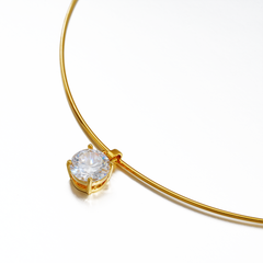 14K Gold Plated Brass Sliding Zircon Choker Necklace | Minimalist Adjustable Collar Jewelry | OEM Custom Jewelry Supplier