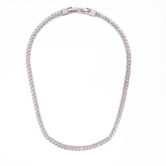 Full Zircon Double-Row Necklace | Brass with 14K Gold / Platinum Plating