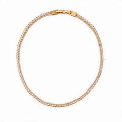Full Zircon Double-Row Necklace | Brass with 14K Gold / Platinum Plating