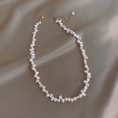 Elegant Freshwater Pearl Beaded Necklace with 14K Gold Plating
