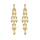 14K Gold Plated Geometric Drop Earrings – Long Baguette Zircon Statement Jewelry for Women