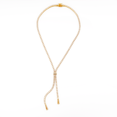 Full Zirconia Tassel Necklace | Brass with 14K Gold Plated