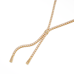Full Zirconia Tassel Necklace | Brass with 14K Gold Plated