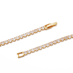 Full CZ Tennis Necklace with Teardrop Center Pendant | 14K Gold Plated Brass | Elegant Statement Jewelry OEM