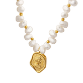Freshwater Pearl Necklace with Vintage Coin Pendant