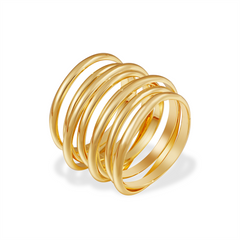 Elastic Coil Stacked Ring | Brass with 14K Gold Plated