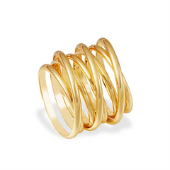 Elastic Coil Stacked Ring | Brass with 14K Gold Plated