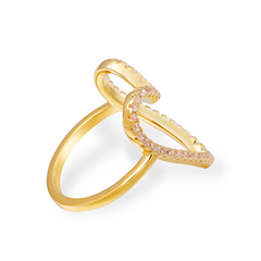 Hollow Heart Ring with Full Zircon – 14K Gold Plated Brass, Wholesale Ready