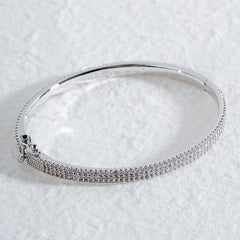 Elegant Half-Stone Cuff Bangle | Brass Base with 14K Gold Plating | Premium OEM Jewelry