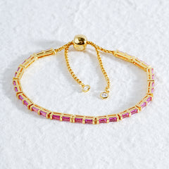 Gold Plated Adjustable Bracelet Wholesale | Baguette Cubic Zirconia Slider Bracelet | Fashion Jewelry OEM Manufacturer & Custom Supplier