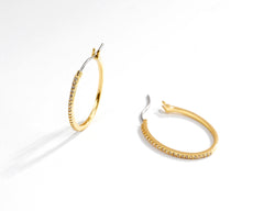 Classic Lightweight CZ Hoop Earrings – Brass/Silver Options, Gold & Rhodium Plating
