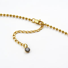 Minimal Round CZ Necklace with Gunmetal Accent | 14K Gold Plated