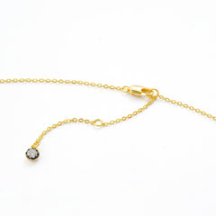 Square CZ Necklace with Gunmetal Bezel – 14K Gold Plated