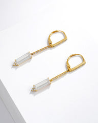 Tourmaline Drop Earrings with CZ Accents | 14K Gold Plated Brass | Colorful Luxury Dangle Earrings OEM