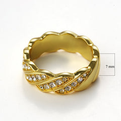Twisted Elegance Half-Pavé Ring in 14K Gold Plating