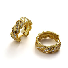 Twisted Half-Pavé Hoop in 14K Gold Plating