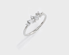 Delicate Gold Ring with Marquise and Round CZ Stones | 14K Gold Plated Brass | Minimalist Stackable Design for Women | Wholesale Jewelry Supplier