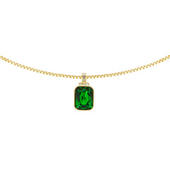 Emerald-Green Baguette Rhinestone Pendant Necklace – High-Quality Imitation Gold Plating, Elegant & Minimalist Design for OEM/ODM