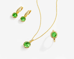 Enchanting Peridot Rhinestone Elegance Jewelry Set