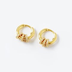 Versatile Hoop Earrings with Removable Zircon Charms – Gold Plated, Brass/Silver Options