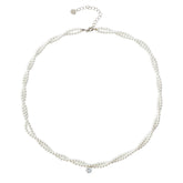 925 Silver Twisted Pearl Necklace | Minimalist Small Pearl Choker with Sterling Silver Chain