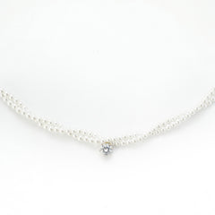 925 Silver Twisted Pearl Necklace | Minimalist Small Pearl Choker with Sterling Silver Chain