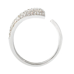 Adjustable Open Band Ring | Rhodium Plated Brass Ring with Cubic Zirconia | OEM & Wholesale Fashion Jewelry Manufacturer