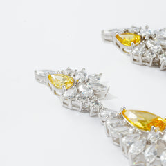 Yellow CZ Teardrop Statement Earrings | Luxury Brass Drop Earrings for OEM Jewelry Brands