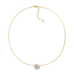 Luxury Solitaire CZ Necklace | 3A Rectangular Cubic Zirconia Pendant | 14K Gold Plated Brass Chain | OEM Jewelry Manufacturer