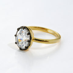 Oval CZ Gunmetal Plated Ring | Dual-Tone Modern Design for OEM Jewelry Brands