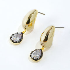 Modern Dual-Tone Teardrop CZ Earrings | Statement Design for Contemporary Jewelry Brands