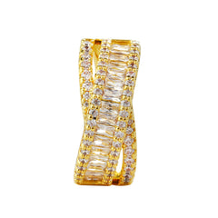 Baguette & Pave CZ Layered Ring – 14K Gold Plated / Silver Plated