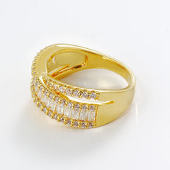 Baguette & Pave CZ Layered Ring – 14K Gold Plated / Silver Plated