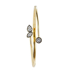 Two-Tone Plated Open Bypass CZ Cuff Bangle – Round & Marquise CZ Minimalist Bangle for OEM/ODM