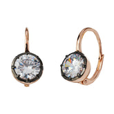 Rose Gold & Gunmetal Dual-Tone CZ Leverback Earrings