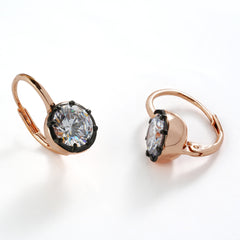 Rose Gold & Gunmetal Dual-Tone CZ Leverback Earrings