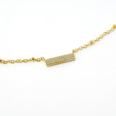Minimalist Pave Bar Necklace – Lightweight & Elegant Chain Design (Brass / Silver Available)