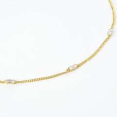 Rectangular CZ Station Necklace – Fine-Jewelry Inspired Minimalist Design, Available in brass or 925 Silver