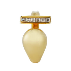 Modern Open Bar Ring – Brass 14K Gold Plated with CZ