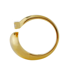 Modern Open Bar Ring – Brass 14K Gold Plated with CZ