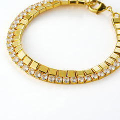 14K Gold Plated CZ Tennis Bracelet | Brass Base | High-Shine B2B Fashion Jewelry Manufacturer