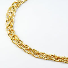 Multi-Strand Braided Statement Necklace – Brass 14K Gold Plated, High-Shine Finish