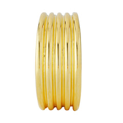 Multi-Ridge Polished Band Ring | Brass Base with 14K Gold Plating | High-Gloss Striped Texture Design