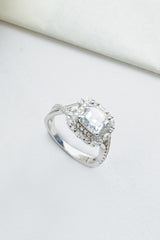 Luxury Crushed Ice Stone 925 Silver Jewelry Set | Square Halo CZ Bridal Necklace, Earrings & Ring | OEM Fine Jewelry Supplier