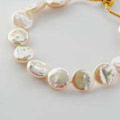 23ct Gold Plated Coin Pearl Slider Bracelet – Natural Freshwater Lustre