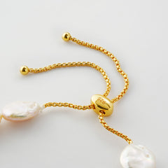 23ct Gold Plated Coin Pearl Slider Bracelet – Natural Freshwater Lustre