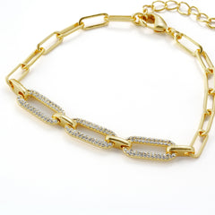 Paperclip Chain Bracelet with Rhinestone Accents