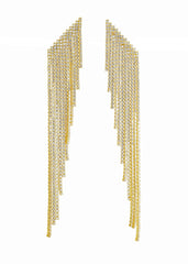 Luxury Gold Zircon Fringe Earrings | OEM & Wholesale Jewelry Supplier