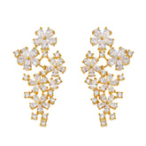 Floral Cluster Zirconia Earrings | Brass with 14K Gold Plated