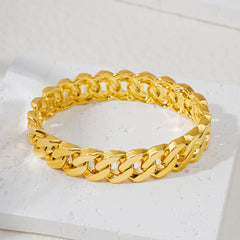 Curb Chain Oval Bangle | Zinc Alloy with Imitation Gold Plating